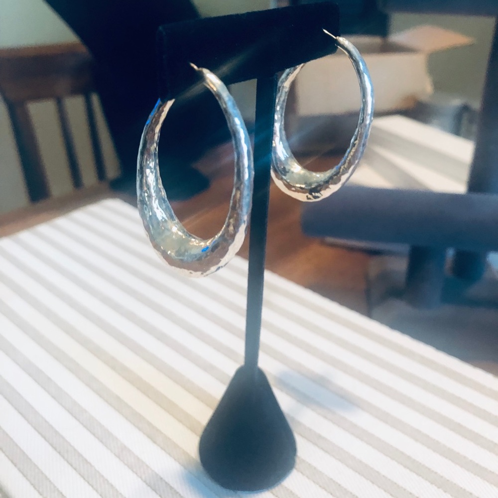 Ippolita Hammered Sterling Silver Oval Hoops
